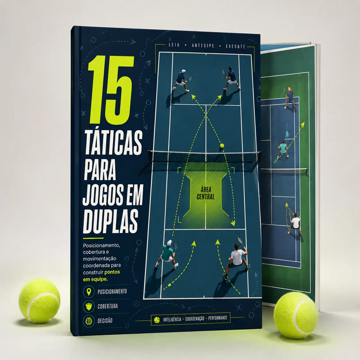 15 Táticas para Jogos em Duplas — Diagrama de quadra com quatro jogadores.