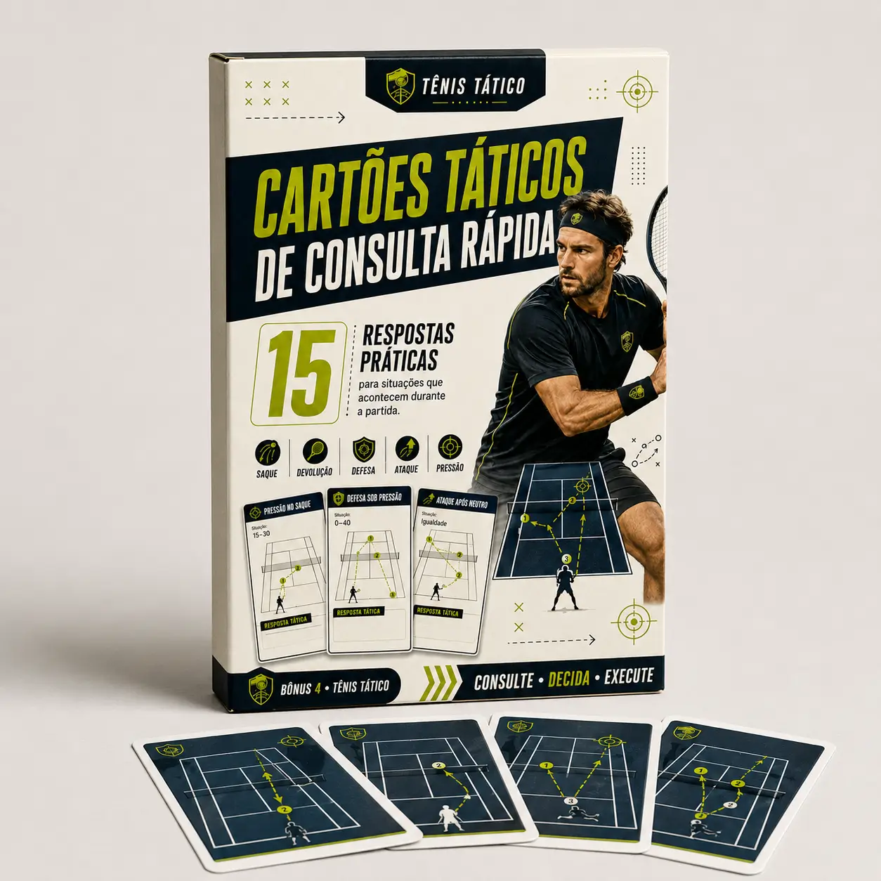 Cartões Táticos de Consulta Rápida — Conjunto de cartões compactos com mini diagramas.