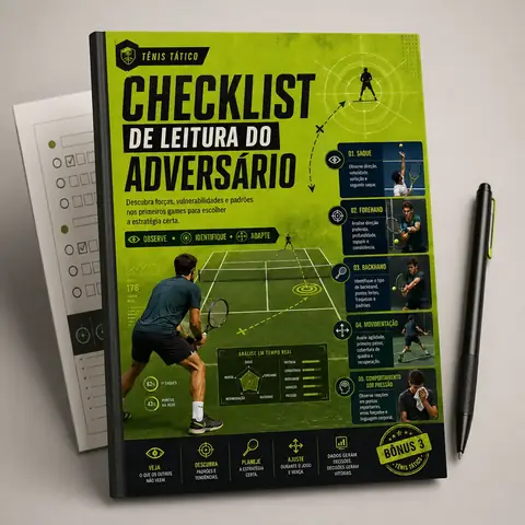 Checklist de Leitura do Adversário — Prancheta com checklist e zonas da quadra.